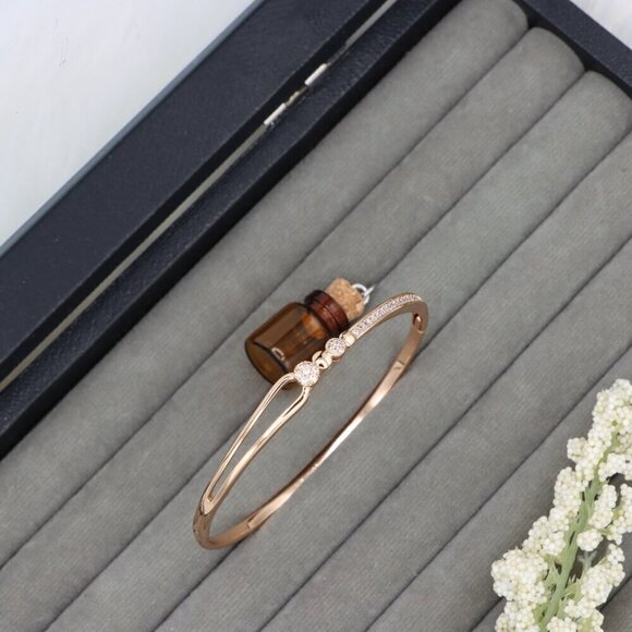 Radiant Rose Gold Bangle with Pave & Beaded Detailing, XPBL0416 - Picture 12 of 12